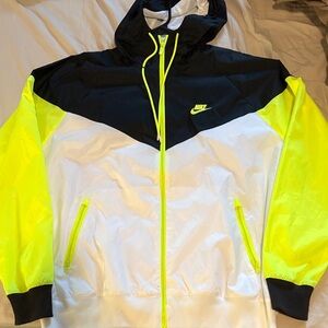 Nike Men's Black, White, and Neon Yellow Windbreaker